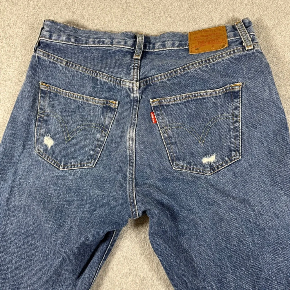Y2K Levi's Jeans Mens Blue 501 Original Fit Distressed Straight Leg Denim 29x30